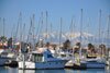 Bateaux au port, le Canigou vu de Port Barcarès-Pyrenées-Orientales