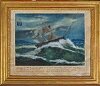 Tableau, peinture de bateau dans la tempête